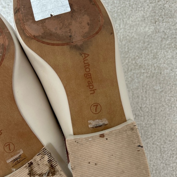 Autograph Marks & Spencer UK stone leather loafer low heel mules - Picture 8 of 8